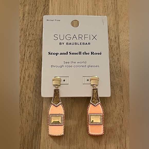 Sugarfix by Baublebar NWT Post Dangle Bottle Earrings Stop and Smell the Rose’ - Picture 5 of 6